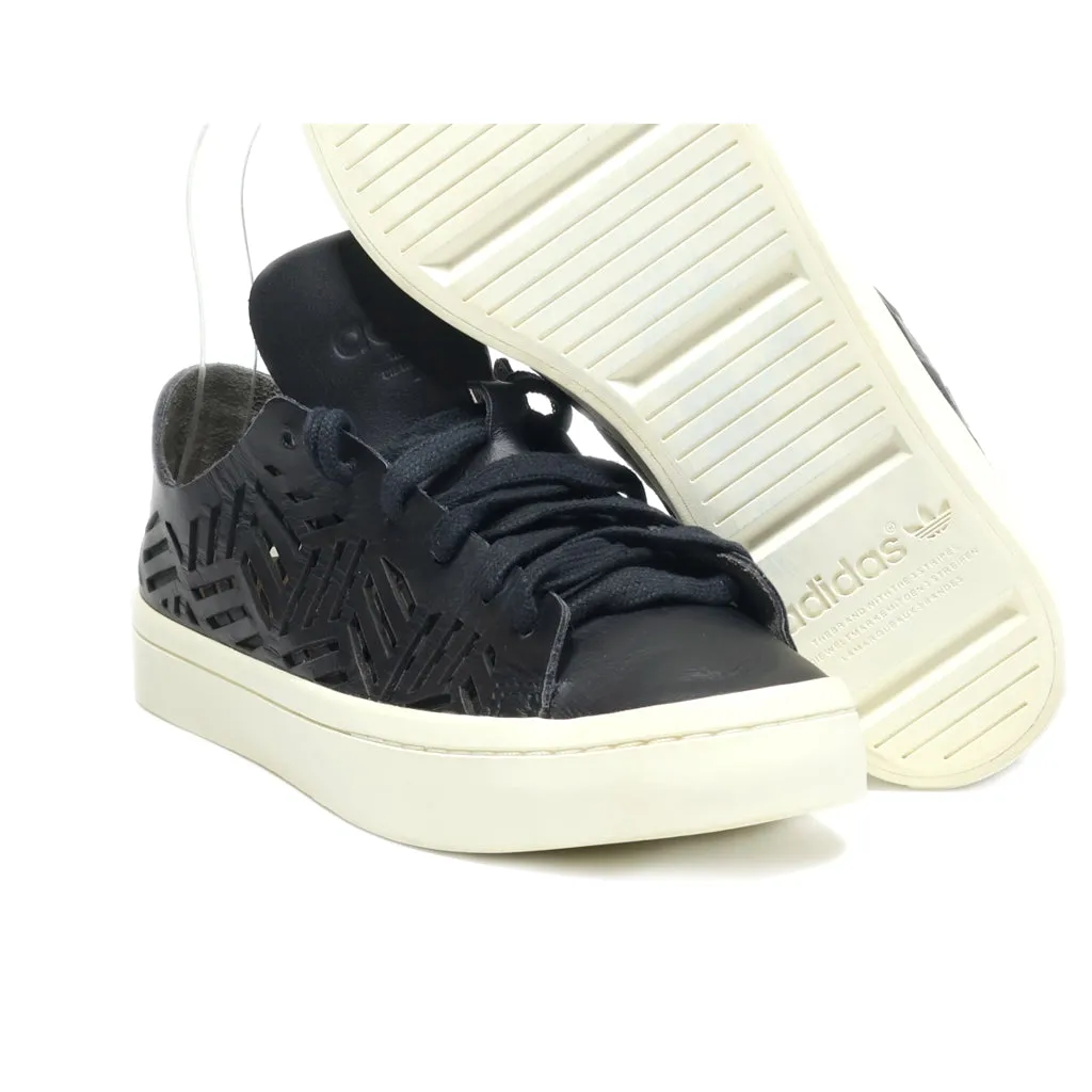 Adidas Courtvantage Cutout Sneakers Leather Black Colour For Kids