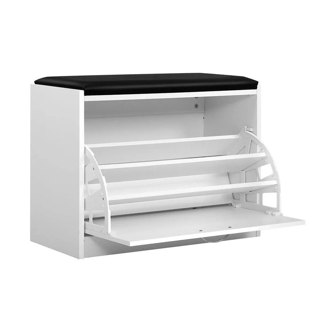 Artiss Shoe Cabinet Bench Shoes Storage Rack Organiser Drawer White 15 Pairs