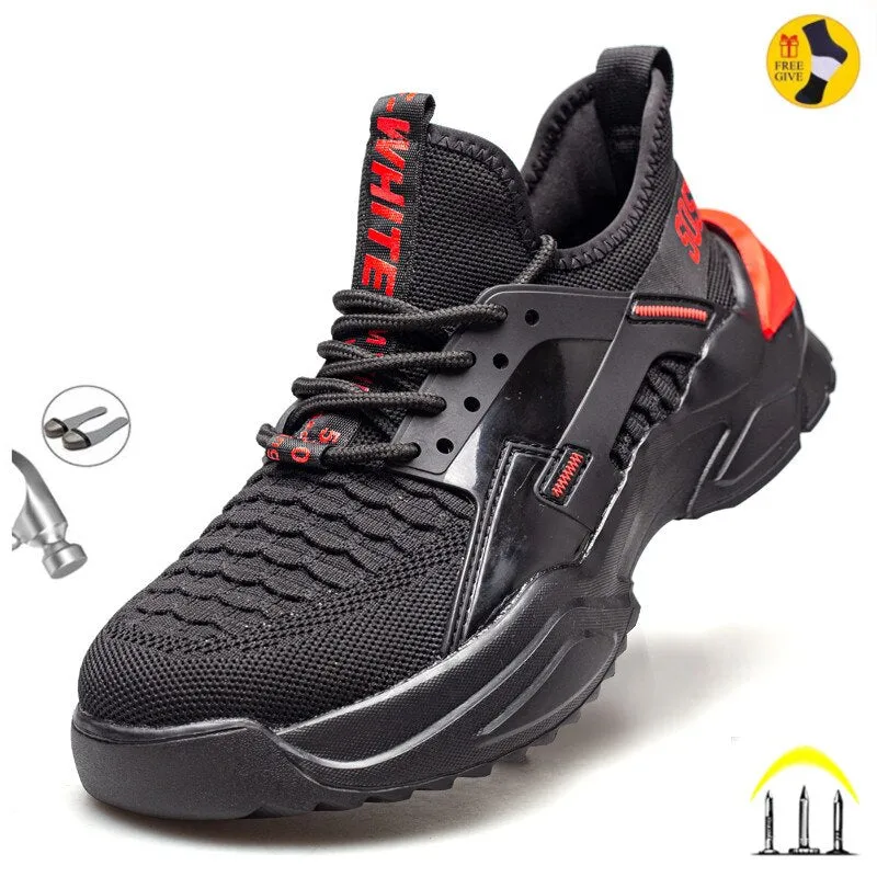 Autumn Safety Shoes steel toe Men, Fashion Anti-smashing Men's Work Shoes, Black Breathable Comfortable Sports Shoes seguridad