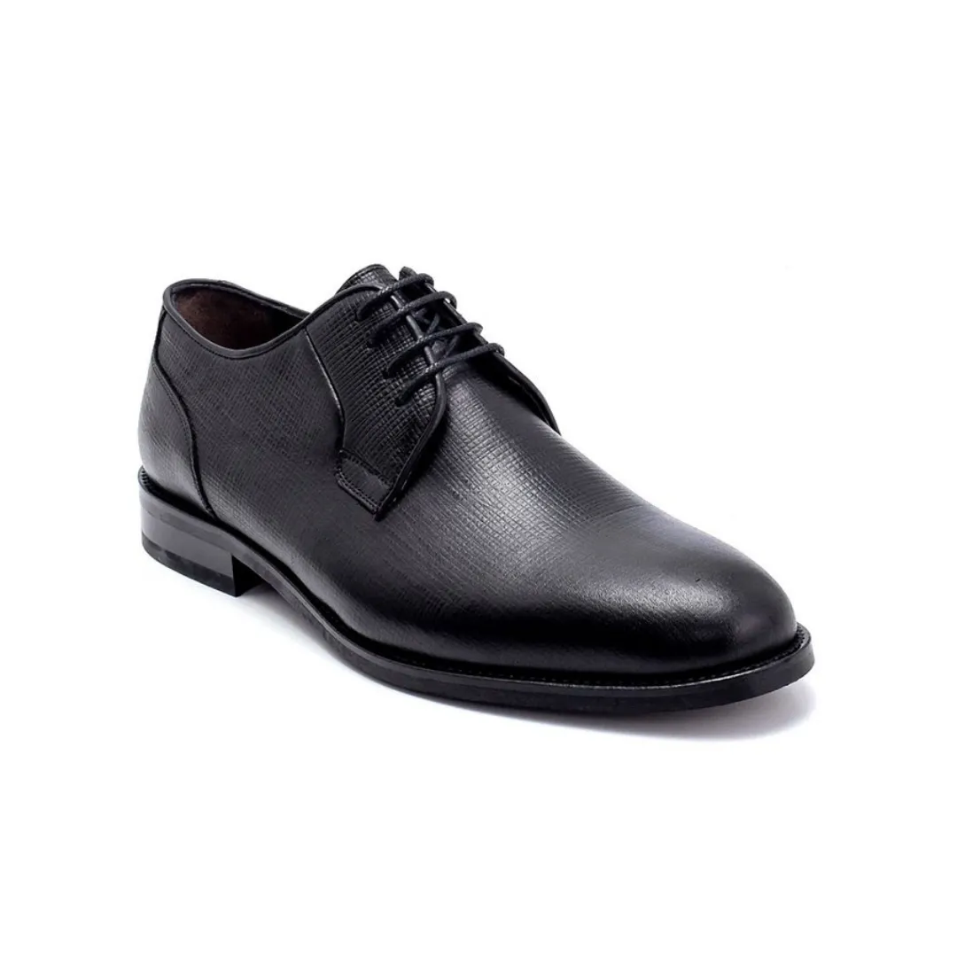 Black Men Leather Printed Classic Shoe