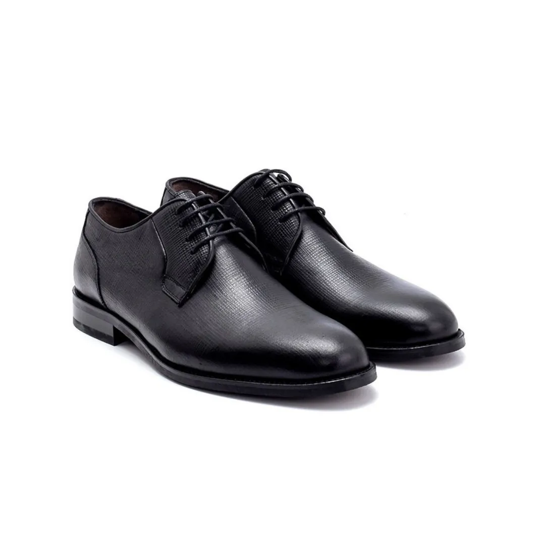 Black Men Leather Printed Classic Shoe