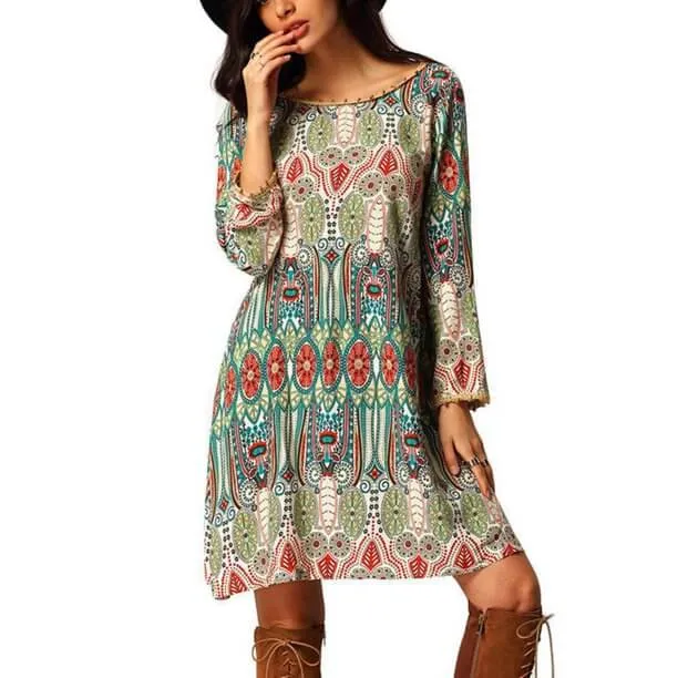 Boho Dress with Pom Details