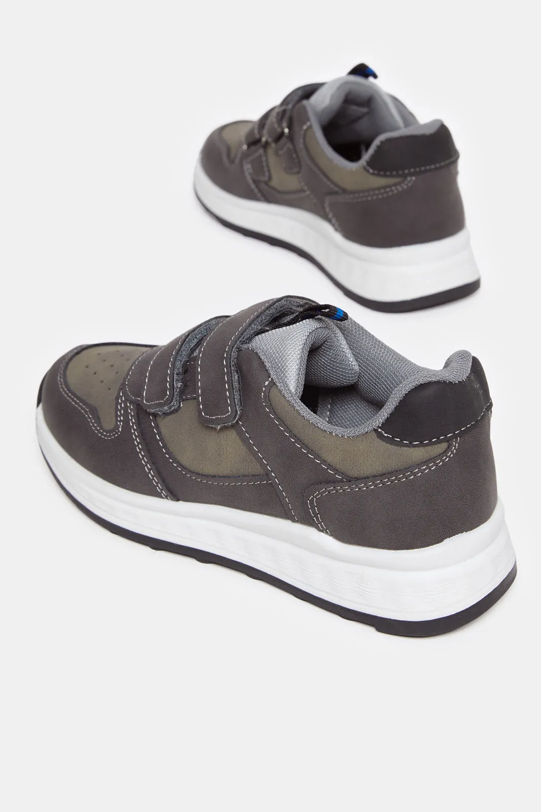 Boys Grey Material Block Sneakers