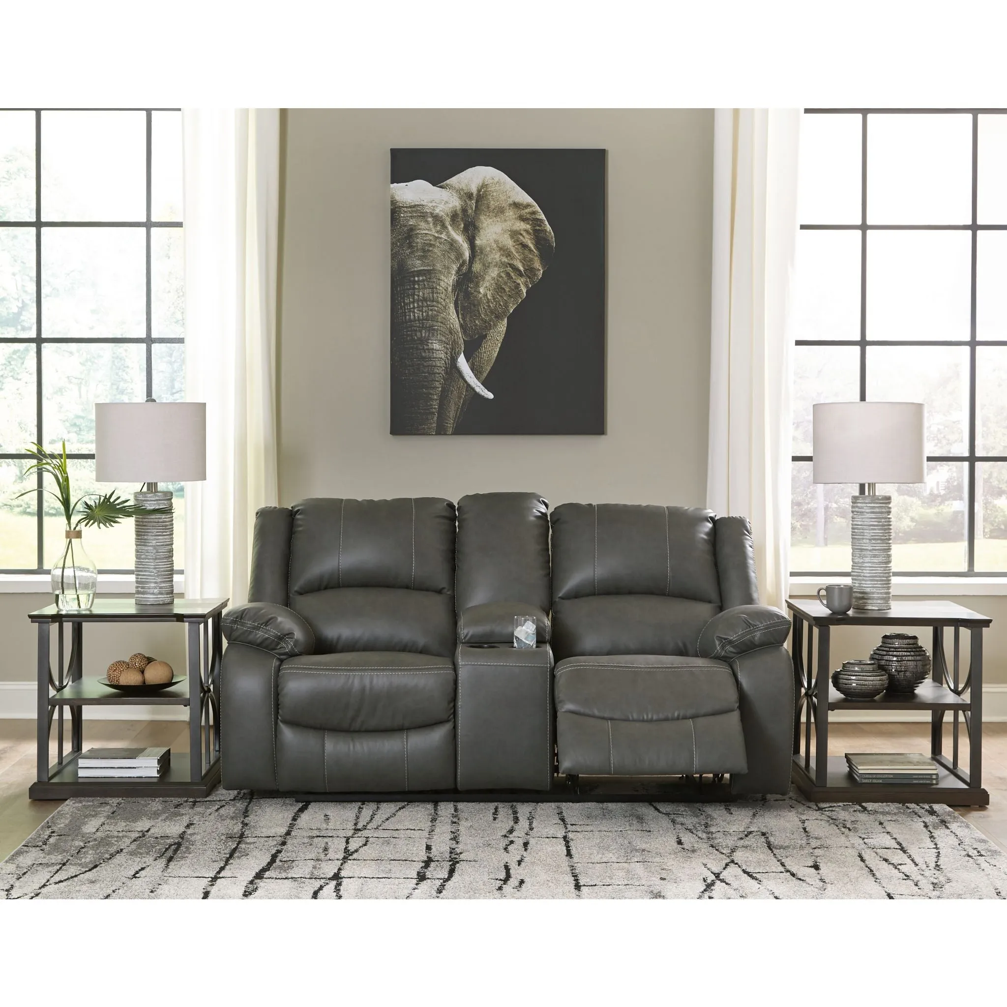 Calderwell Reclining Loveseat with Console