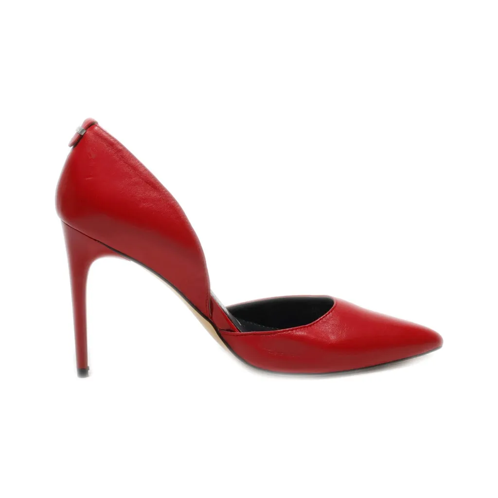 Calvin Klein High-Heel Shoes Leather Red Colour For Women