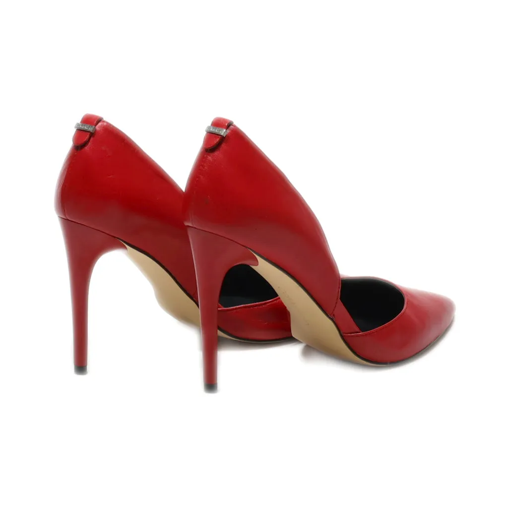 Calvin Klein High-Heel Shoes Leather Red Colour For Women