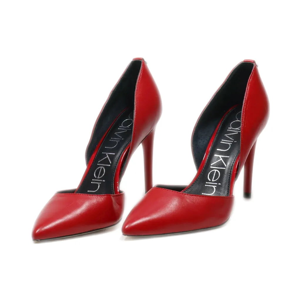 Calvin Klein High-Heel Shoes Leather Red Colour For Women