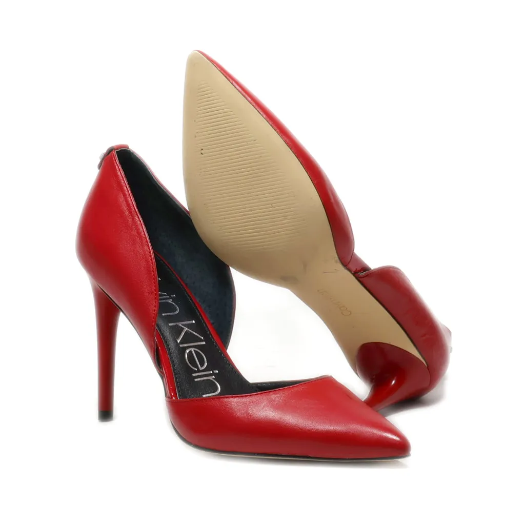 Calvin Klein High-Heel Shoes Leather Red Colour For Women