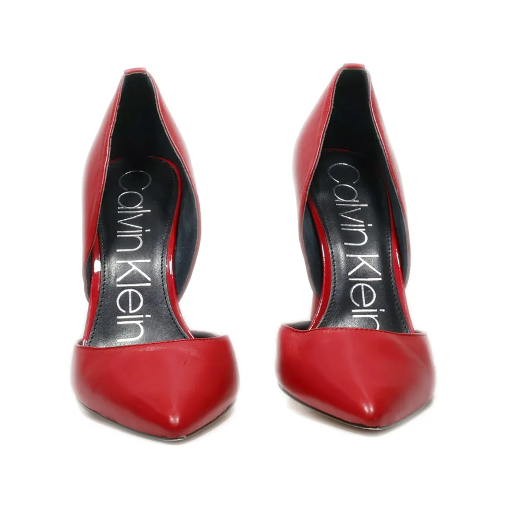 Calvin Klein High-Heel Shoes Leather Red Colour For Women