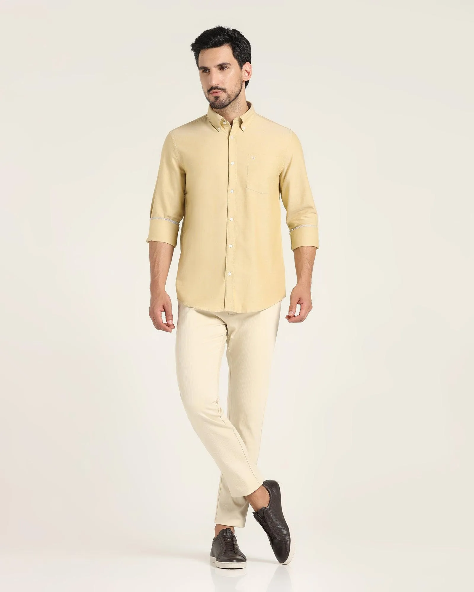 Casual Ochre Solid Shirt - Ronic