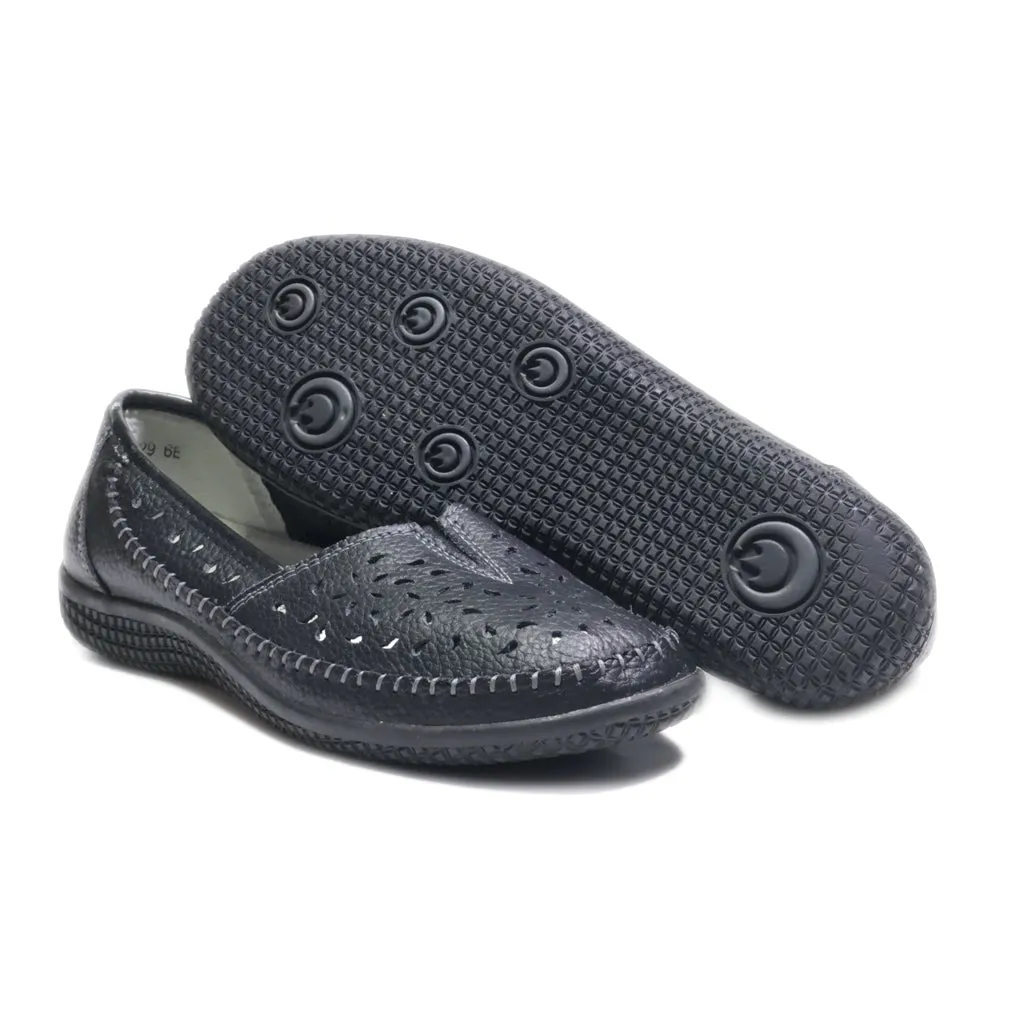 Damart Slip Ons Leather Black Colour For Women