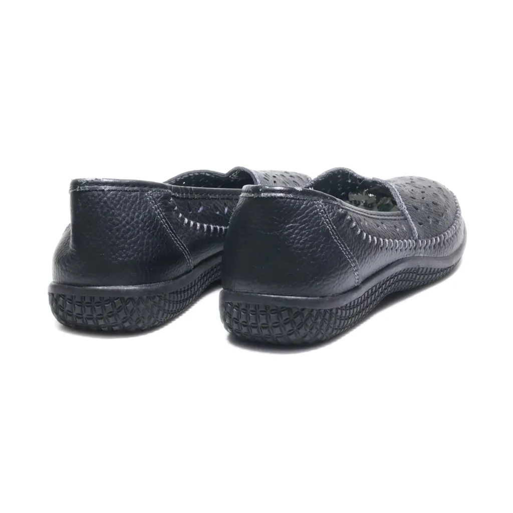 Damart Slip Ons Leather Black Colour For Women