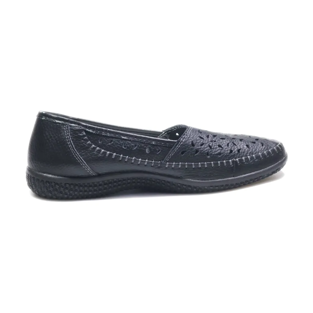 Damart Slip Ons Leather Black Colour For Women