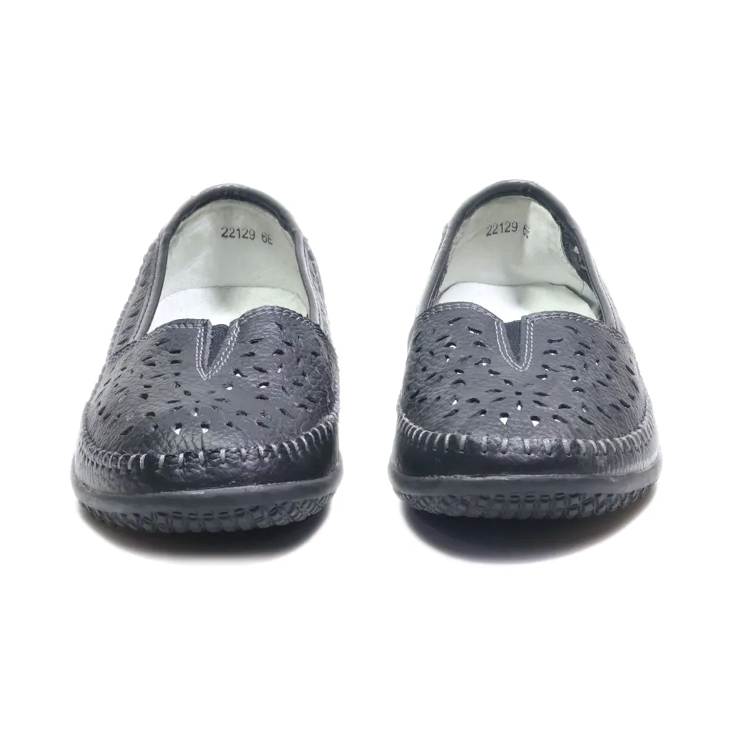 Damart Slip Ons Leather Black Colour For Women