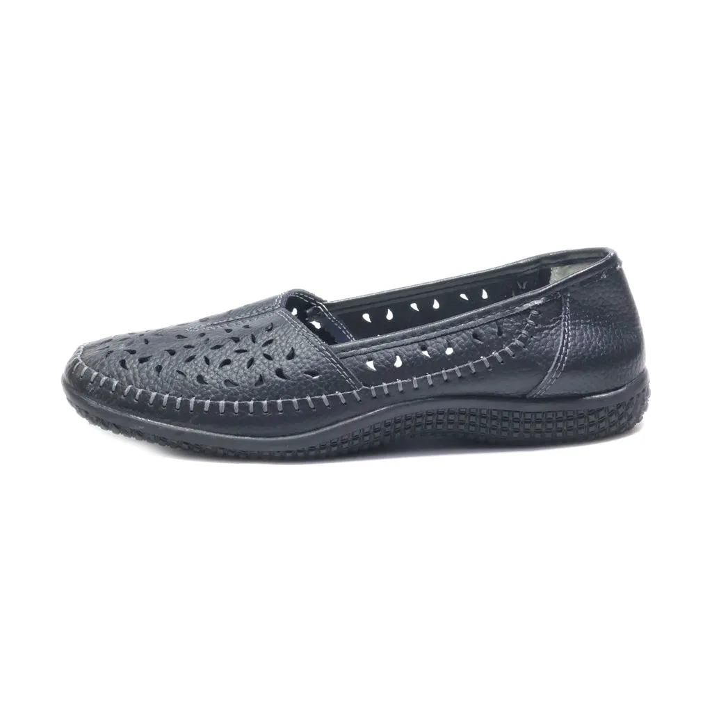 Damart Slip Ons Leather Black Colour For Women