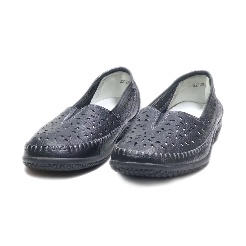 Damart Slip Ons Leather Black Colour For Women