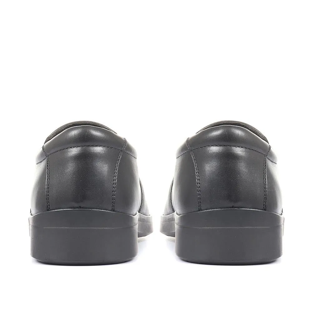 Extra Wide Fit Leather Slip On Shoes - DELNERO / 321 158