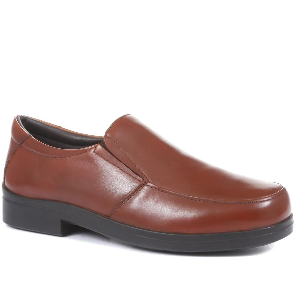 Extra Wide Fit Leather Slip On Shoes - DELNERO / 321 158