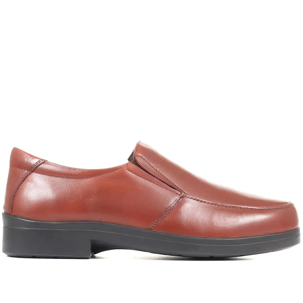 Extra Wide Fit Leather Slip On Shoes - DELNERO / 321 158