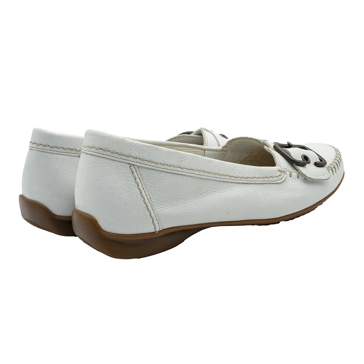 Gabor Easy Walking Loafers Leather White Colour For Women