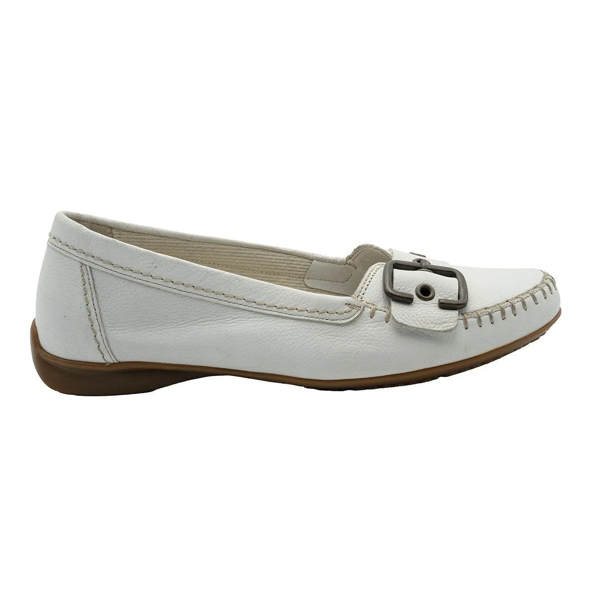 Gabor Easy Walking Loafers Leather White Colour For Women