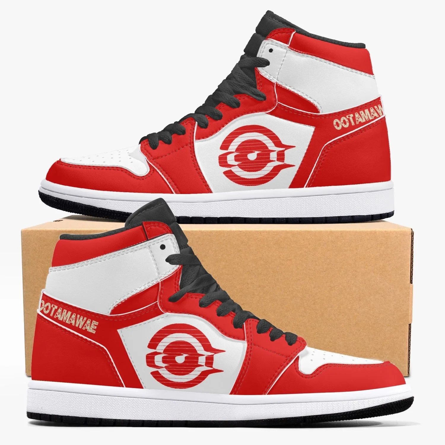 High-Top Leather Sneakers Red/White