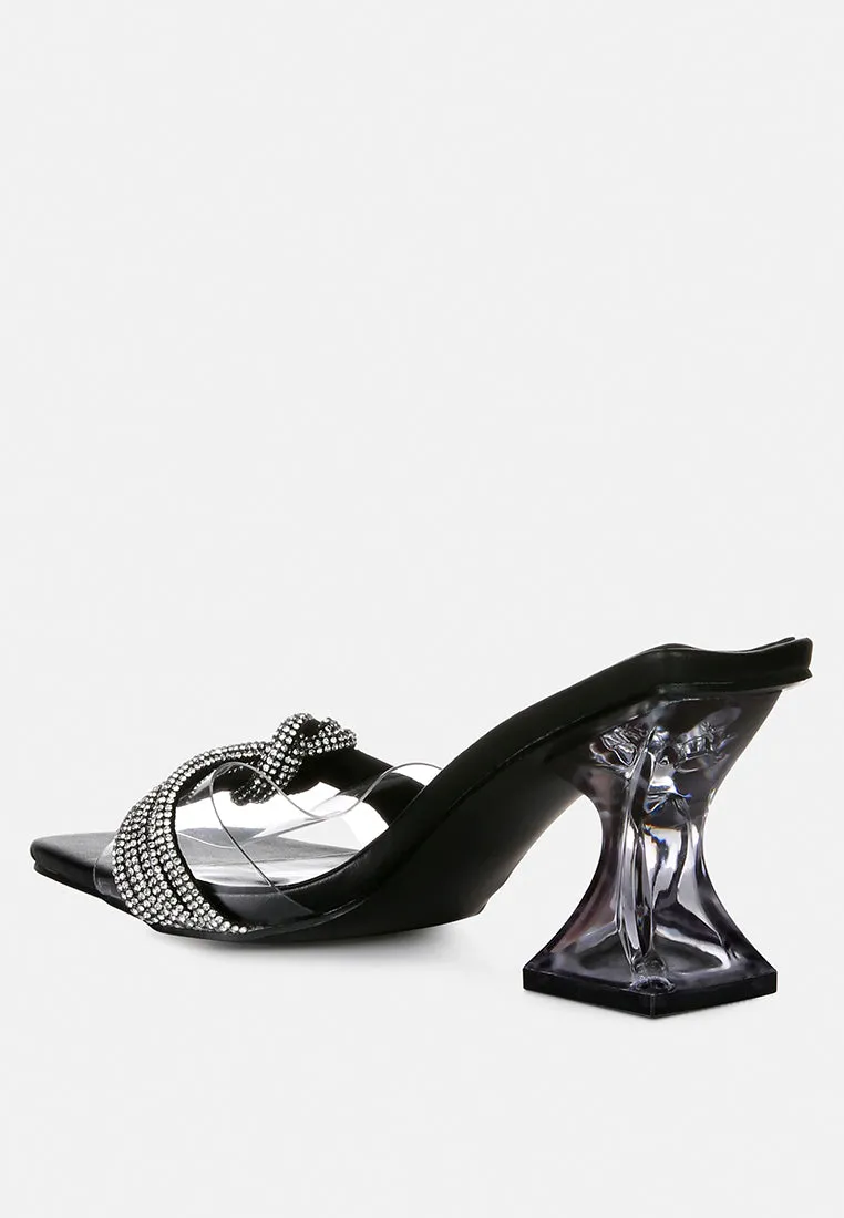 Hiorda Rhinestone Knotted Spool Heel Sandals