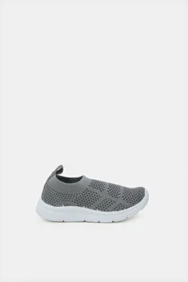 Infant Boys Grey Flyknit Slip-On