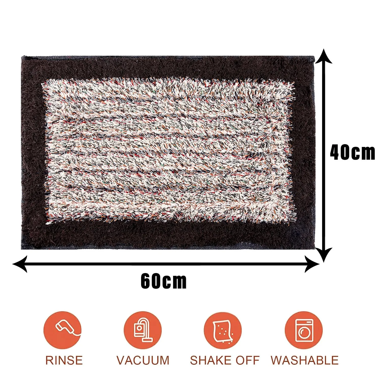 Kuber Industries Door Mat | Dust Trapper Mat | Door Entrance Mat | Anti-Skid Door Mat | Floor Mat for Home Entrance | Cotton Border Door Mat | Entryway Door Mat | Pack of 2 | Brown