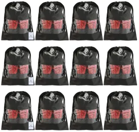 Kuber Industries Shoe Cover/String Bag Organizer|Shoe Print & Non Woven Material|Transparent Window|Size 43 x 30 Cm, Pack of 12 (Black)