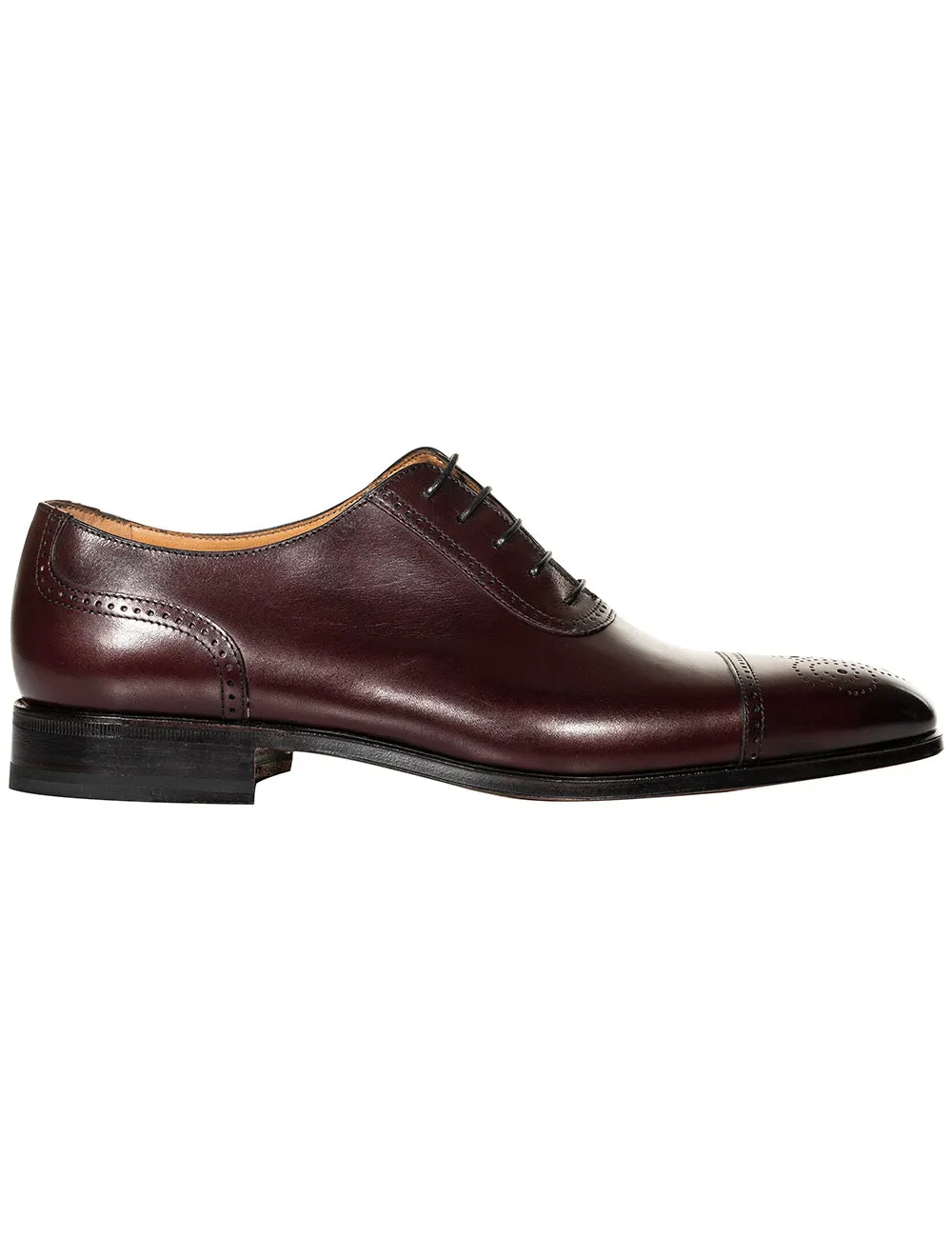 Leather Toe Cap Shoes Burgundy