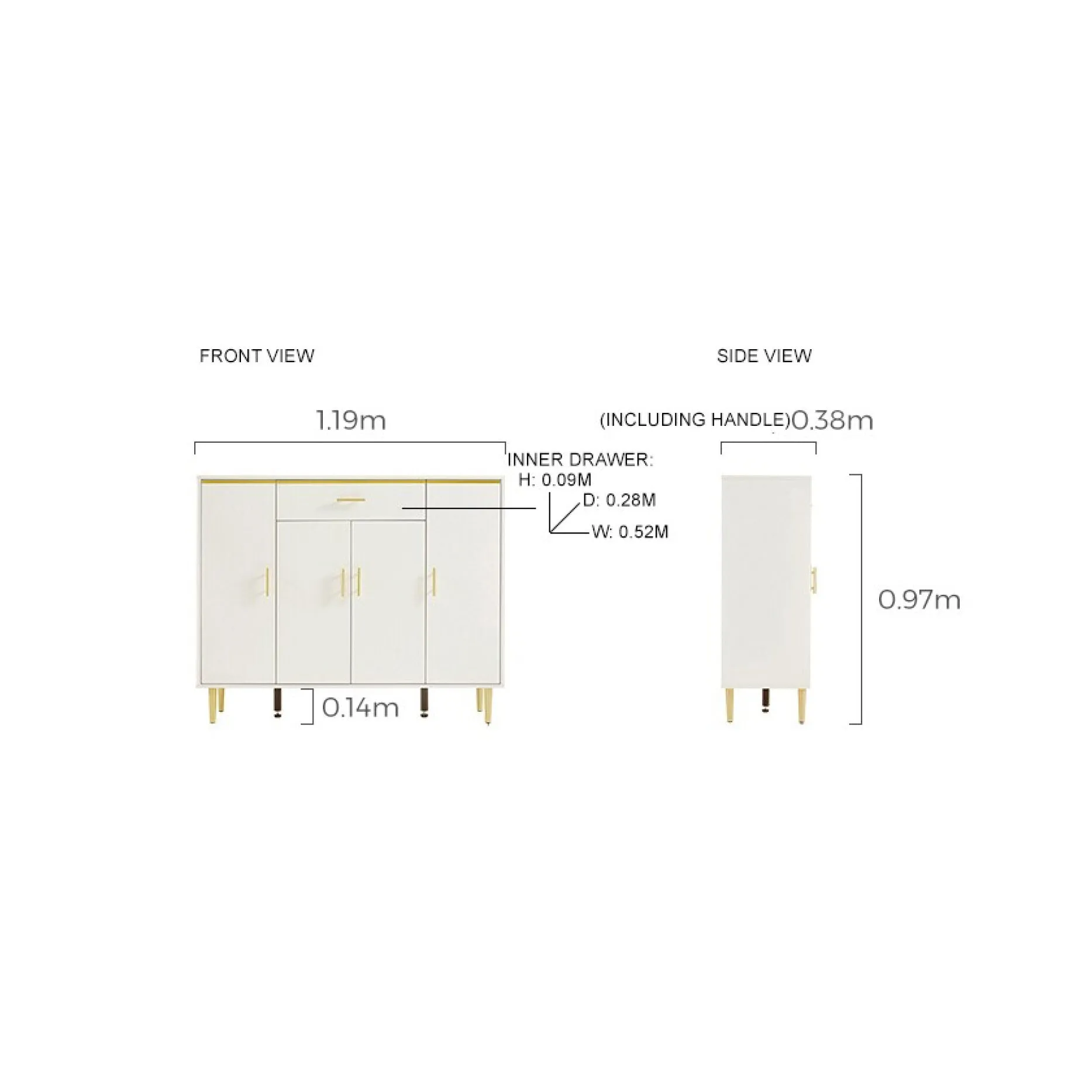 LIAM 120cm White & Grey Shoe Cabinet