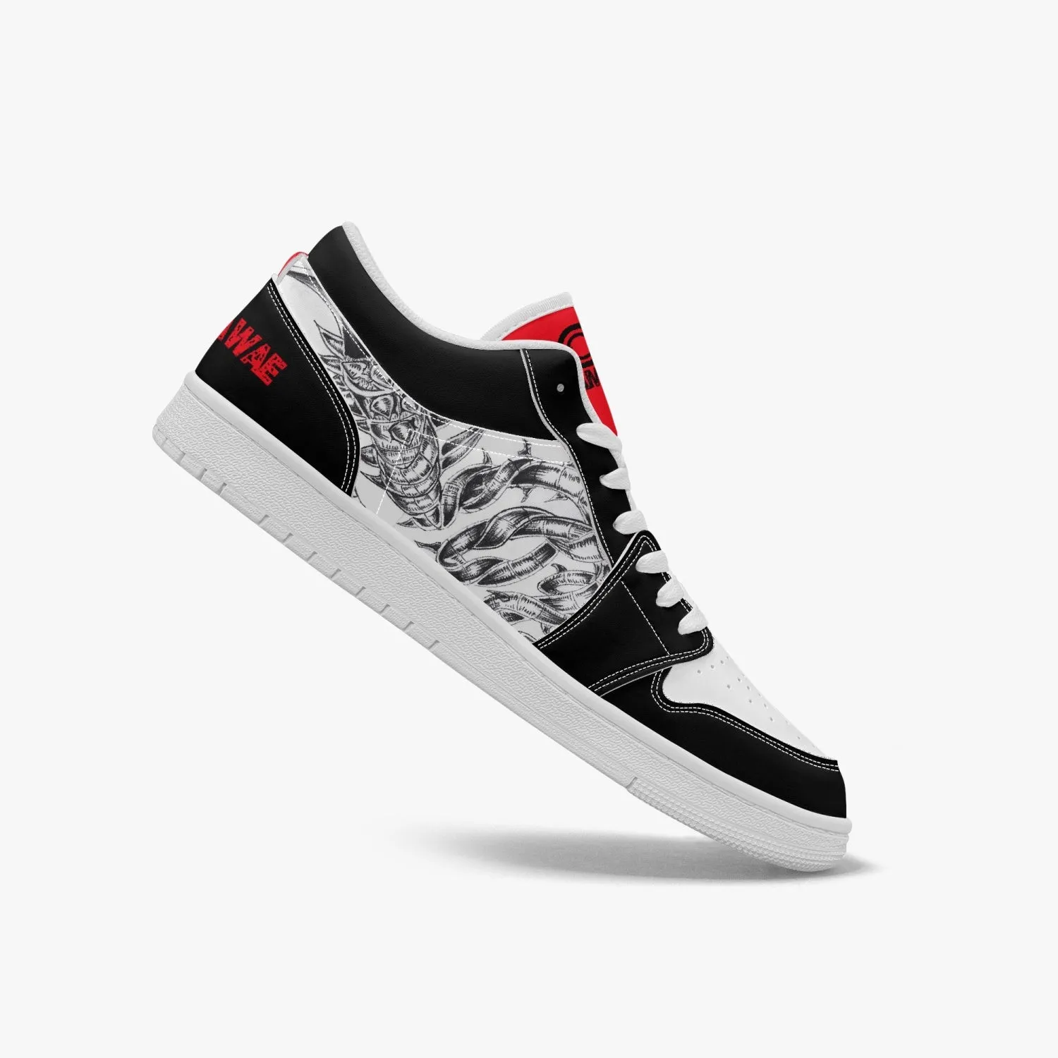 Low-Top AJ1 Leather Sneakers Black Snake