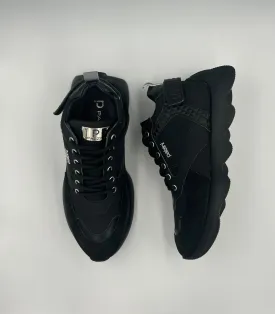 “MAGNUS” RETRO SNEAKERS IN BLACK LEATHER AND SUEDE