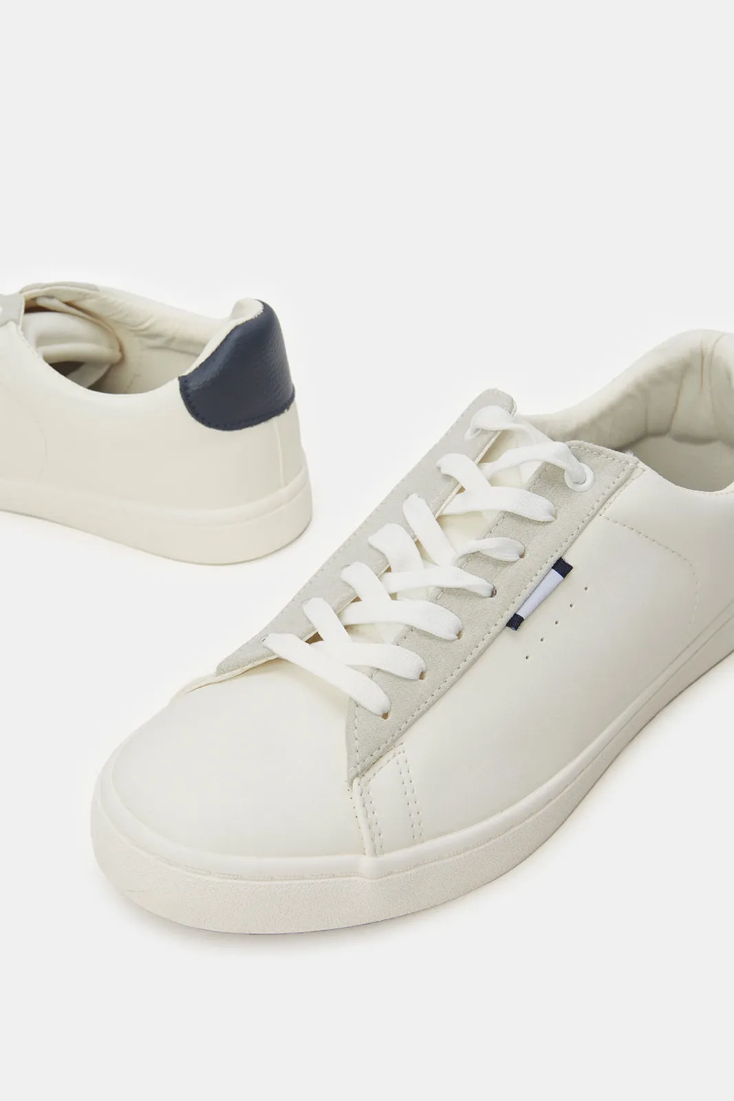 Men Cream Material Block Sneaker