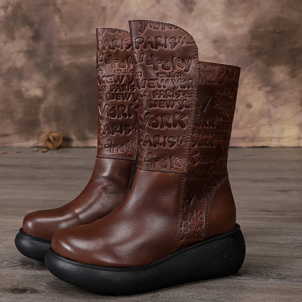 Mid Length Comfortable Velvet Retro Boots | Gift Shoes