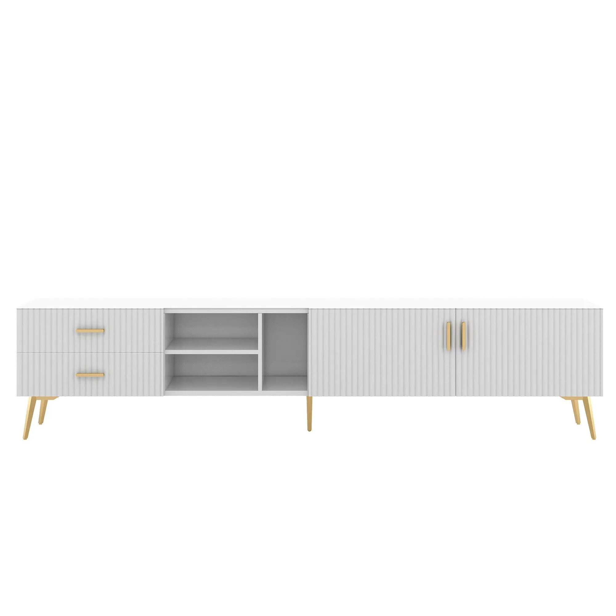 Modern TV Stand with Champagne Legs, Durable and Stylish