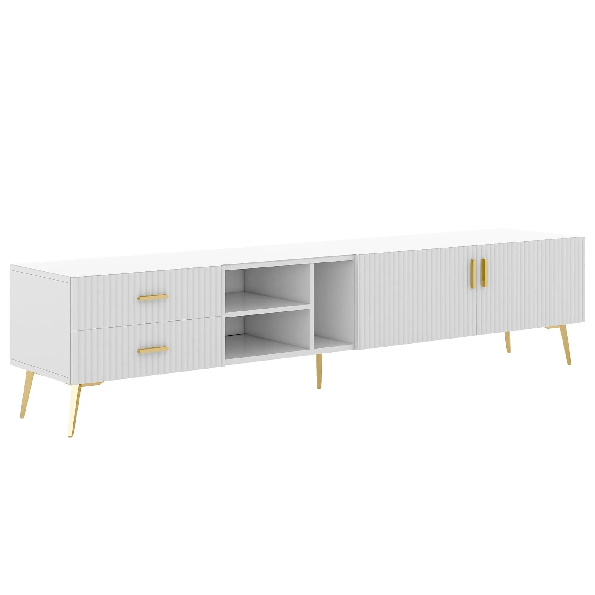 Modern TV Stand with Champagne Legs, Durable and Stylish