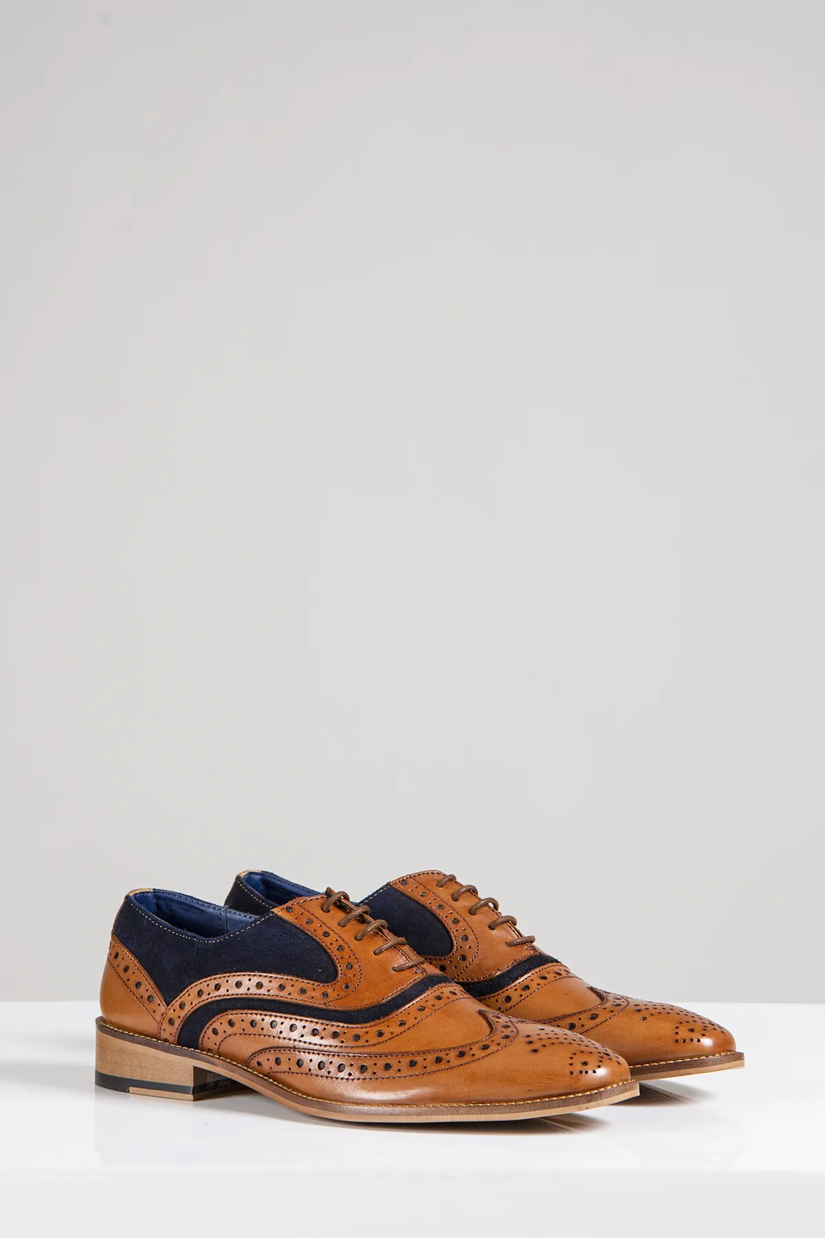 MURRAY - Tan Leather Suede Contrast Brogue Shoe