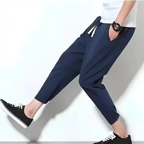 Navy Blue Men's Soft Cotton Joggers - Comfortable & Stylish