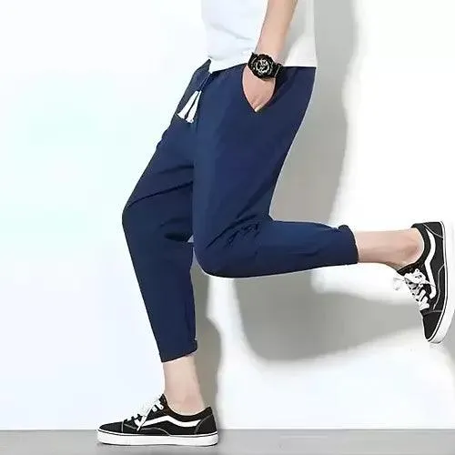 Navy Blue Men's Soft Cotton Joggers - Comfortable & Stylish