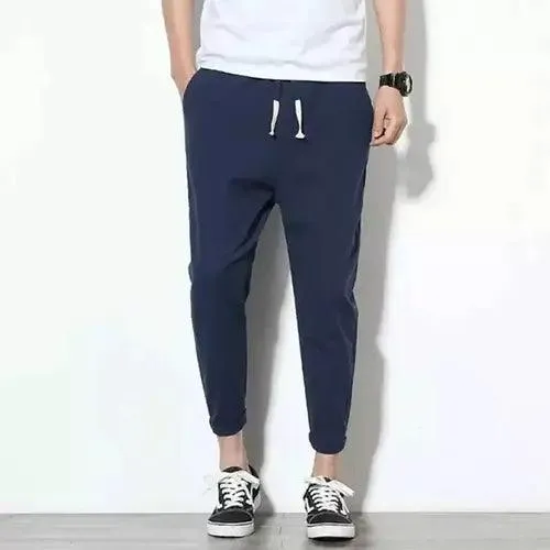 Navy Blue Men's Soft Cotton Joggers - Comfortable & Stylish