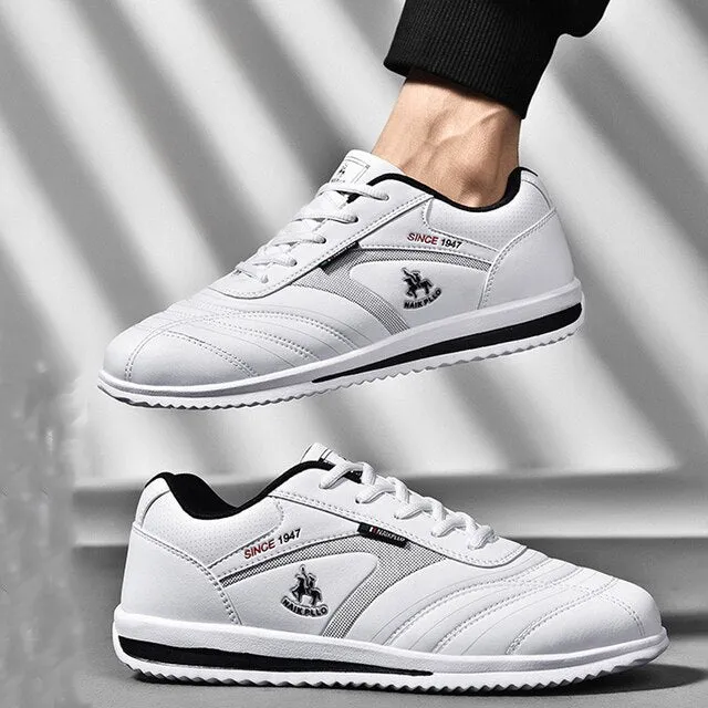 New  Spring Men's Shoes Casual Sports Shoes Breathable Travel Shoes PU Leather Men Sneakers Flat Comfortable White Shoes