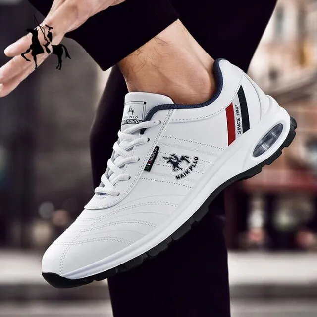 New  Spring Men's Shoes Casual Sports Shoes Breathable Travel Shoes PU Leather Men Sneakers Flat Comfortable White Shoes