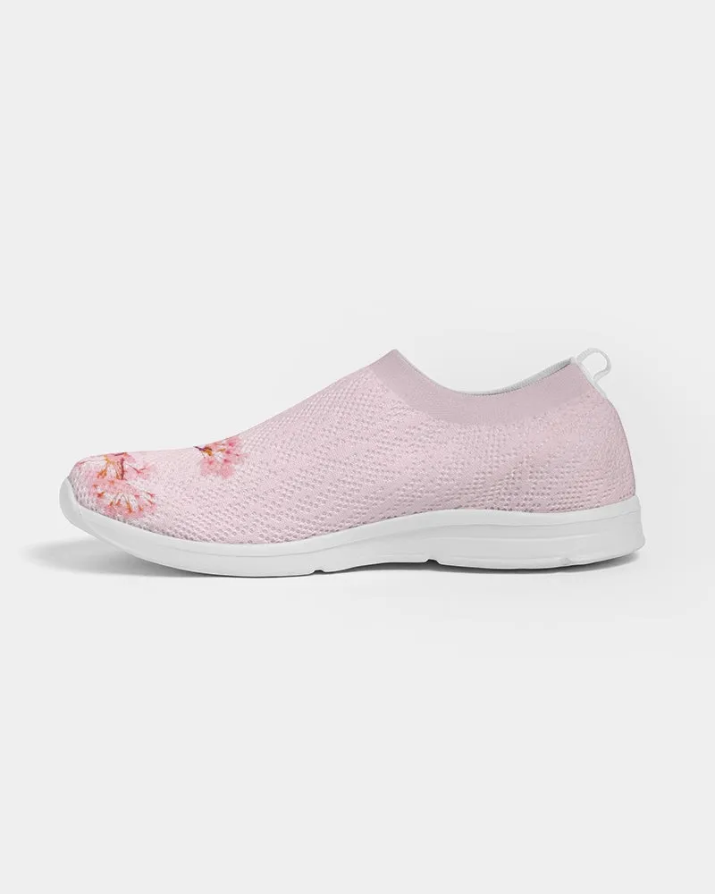 Pink Cherry Blossom Women's Slip-On Flyknit Shoe