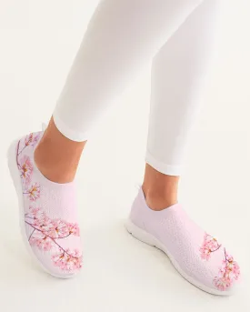 Pink Cherry Blossom Women's Slip-On Flyknit Shoe