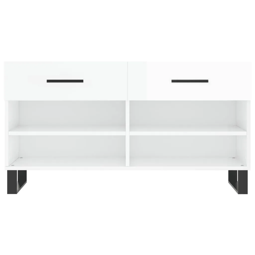 Shoe Bench High Gloss White 102x35x55 cm Engineered Wood