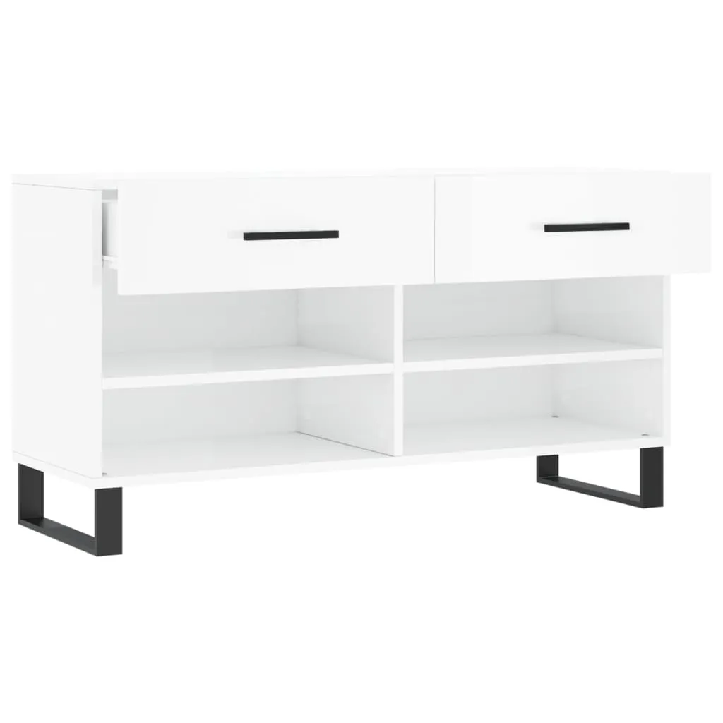 Shoe Bench High Gloss White 102x35x55 cm Engineered Wood