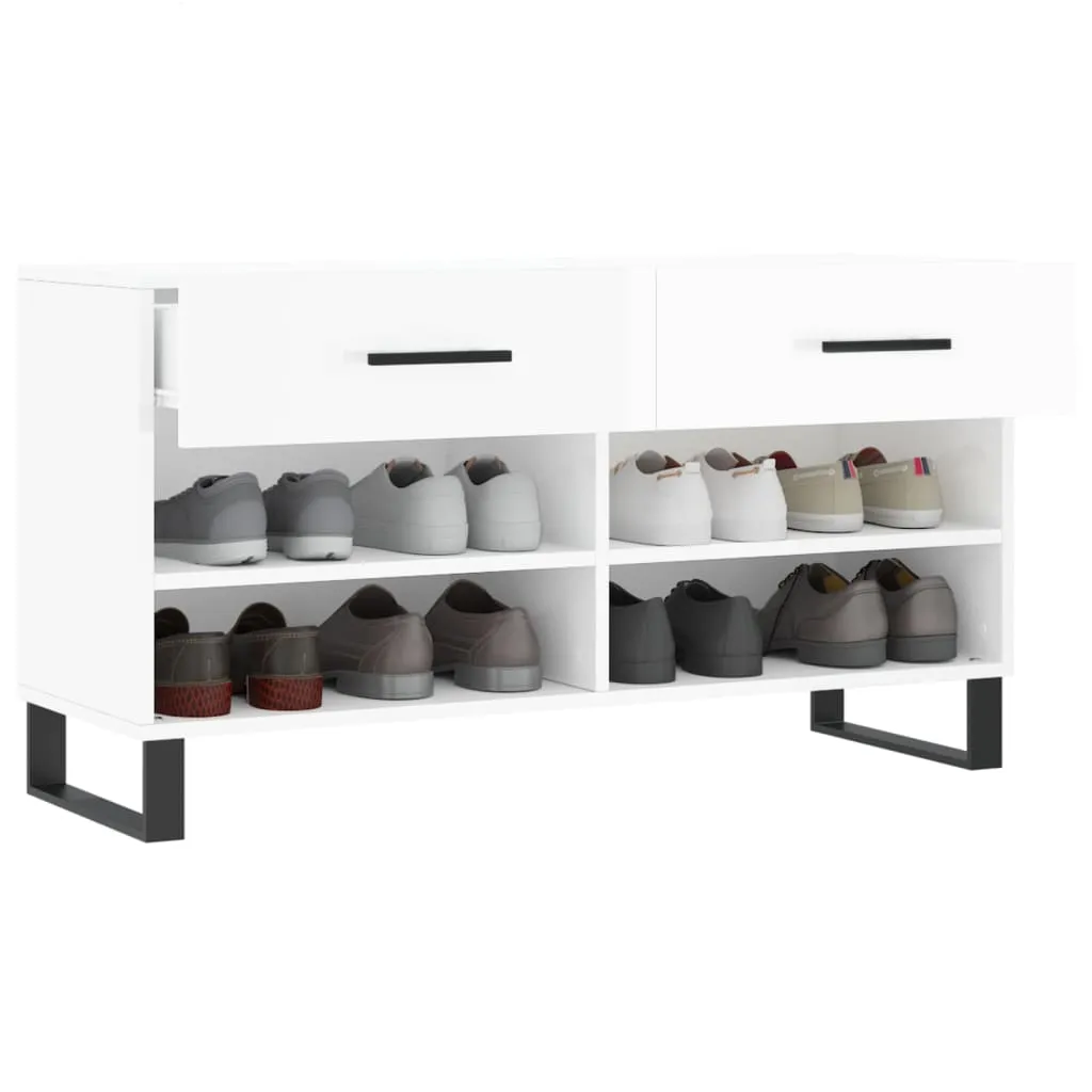 Shoe Bench High Gloss White 102x35x55 cm Engineered Wood