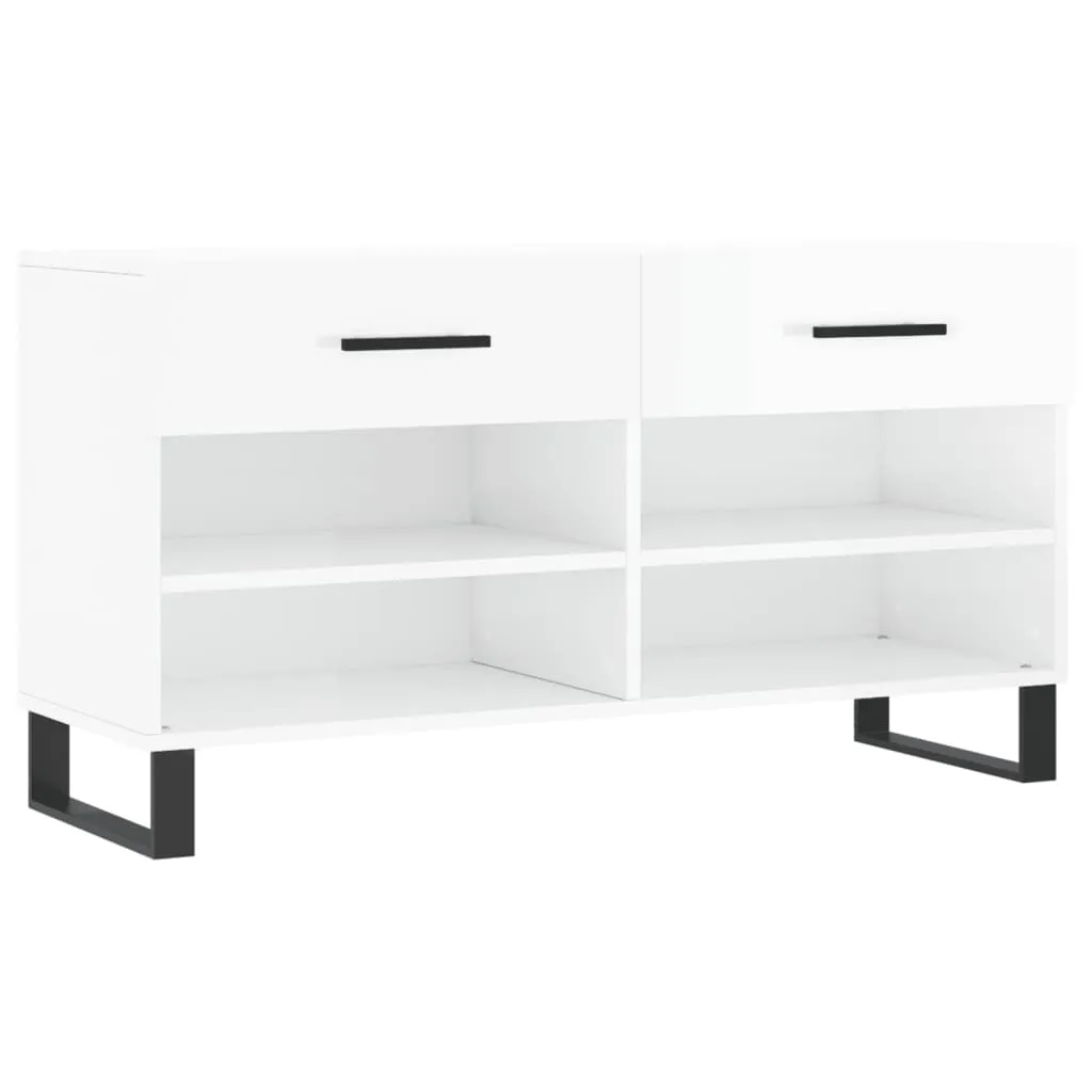 Shoe Bench High Gloss White 102x35x55 cm Engineered Wood